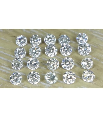 2.0mm 20pc Natural Loose Brilliant Cut Diamonds I1 Clarity J Color Round for Setting