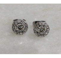 White Gold Diamond Earrings centre pc 3.5mm, side small diamonds free shipping